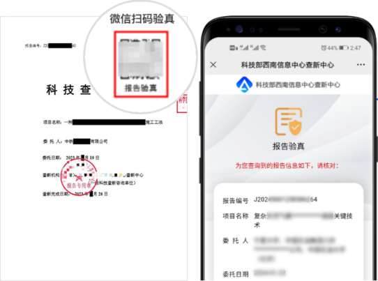 科技查新报告权威实例图